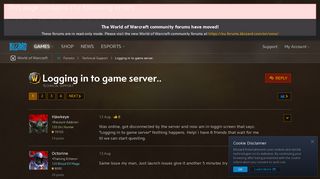 
                            2. Logging in to game server.. - World of Warcraft Forums - Blizzard ...