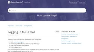 
                            6. Logging in to Gizmos – Help Center