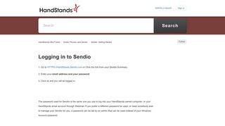 
                            8. Logging in to Sendio – HandStands.HELP Desk