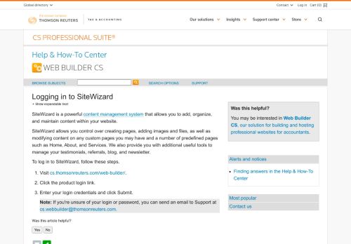 
                            3. Logging in to SiteWizard - CS Professional Suite - Thomson ...