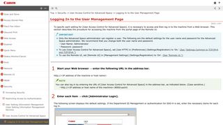 
                            3. Logging In to the User Management Page - Canon - imageRUNNER ...