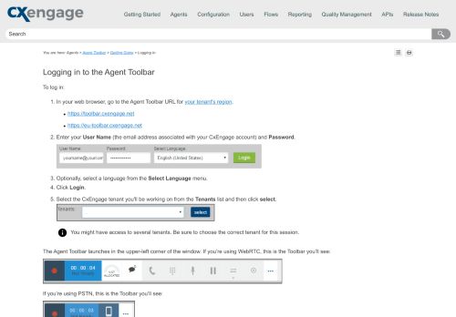 
                            6. Logging In to Toolbar - Cxengage.net