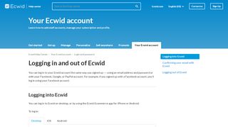 
                            1. Logging in to your Ecwid store – Ecwid Help Center - Ecwid support