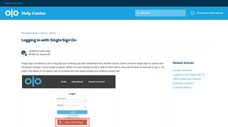 
                            11. Logging In with Single Sign On – Olo Help Center