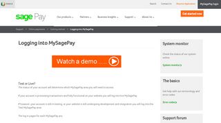 
                            3. Logging into MySagePay - Sage Pay