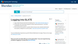 
                            2. Logging into SLATE - = Teaching With Technology = - Sheridan College