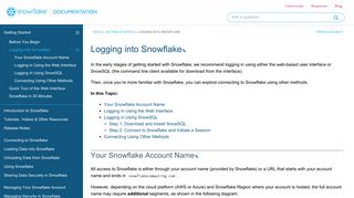 
                            2. Logging into Snowflake — Snowflake Documentation