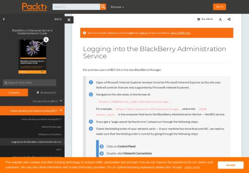 
                            13. Logging into the BlackBerry Administration Service - Packt Publishing