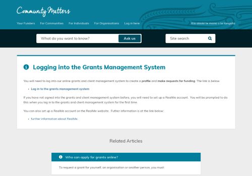 
                            6. Logging into the Grants Management System » Community Matters