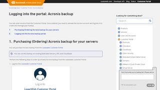 
                            4. Logging into the portal: Acronis backup - Knowledge base