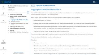 
                            12. Logging into the Web User Interface - Talend Help Center