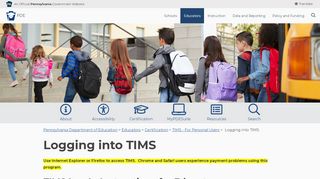 
                            2. Logging into TIMS - Pennsylvania Department of Education - PA.gov