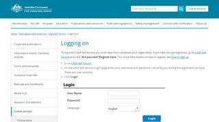 
                            3. Logging on | Civil Aviation Safety Authority