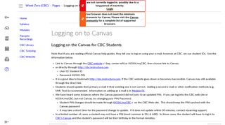 
                            3. Logging on to Canvas: Student Week Zero (CBC) - Dashboard