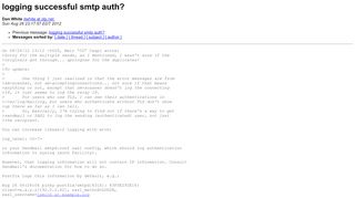 
                            6. logging successful smtp auth? - Andrew Mailman Mailing Lists