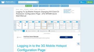 
                            5. Logging To 3g Mobile Hotspot; Changing Wi-fi Ssid Or Password ...