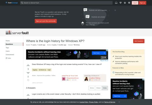 
                            9. logging - Where is the login history for Windows XP? - Server Fault