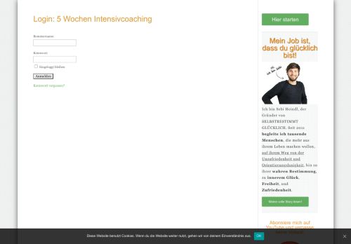 
                            3. Login: 5 Wochen Intensivcoaching - Selbstbestimmt-glücklich.de