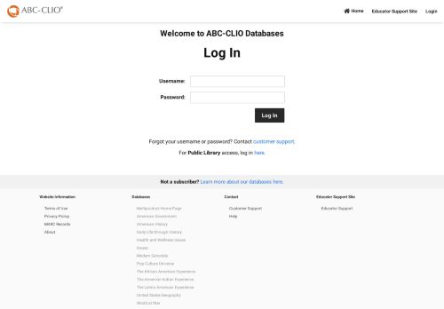 
                            1. Login - ABC-CLIO Databases - Username