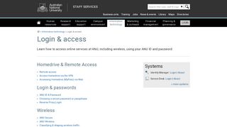 
                            11. Login & access - Staff Services - ANU