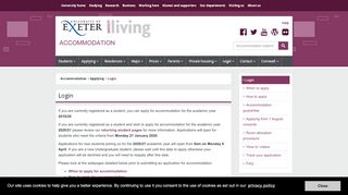 
                            2. Login | Accommodation | University of Exeter