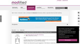 
                            2. Login Admin Bereich nach SSL Umstellung in Admin- und Shopbereich ...