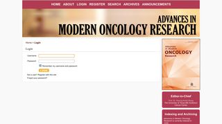 
                            1. Login - Advances in Modern Oncology Research