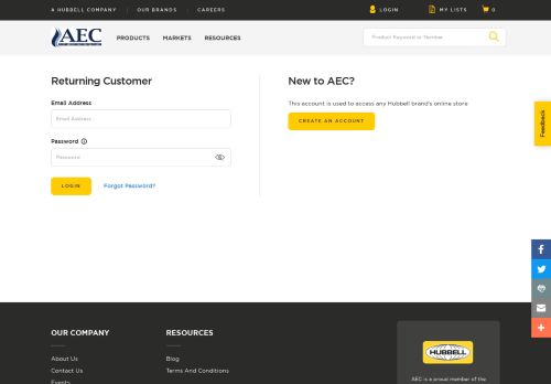 
                            5. Login | AEC - Hubbell
