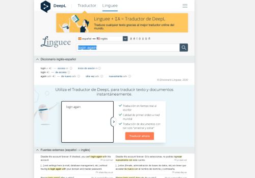 
                            1. login again - Traducción al español – Linguee