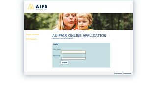 
                            3. Login - AIFS Au Pair Application