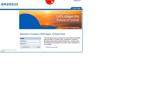 
                            7. Login - Amadeus CARE Egypt - Extranet Area