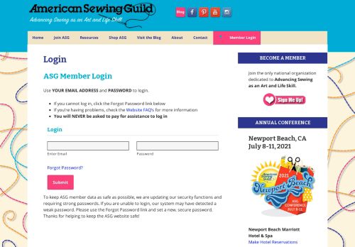 
                            9. Login - American Sewing Guild