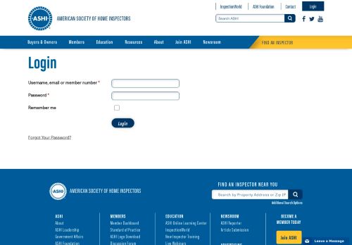 
                            1. Login | American Society of Home Inspectors, ASHI