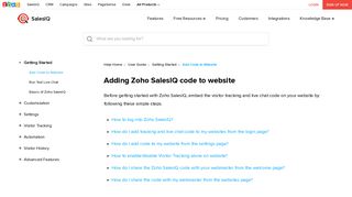 
                            4. Login and Add SalesIQ code to website - Zoho SalesIQ