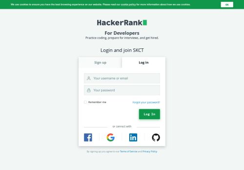 
                            5. Login and join SKCT - HackerRank