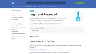 
                            6. Login and Password | Facebook Help Center | Facebook