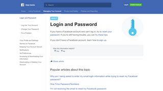 
                            6. Login and Password | Facebook Help Centre | Facebook