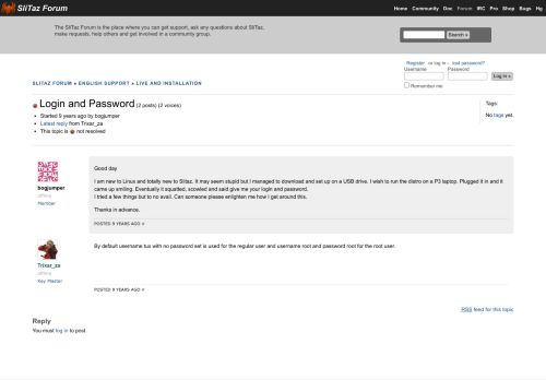 
                            1. Login and Password « SliTaz Forum