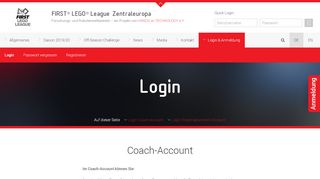 
                            8. Login & Anmeldung - Login - FIRST LEGO League