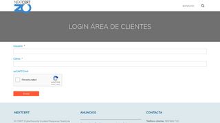 
                            6. Login Área de Clientes – Web del CERT de Nextel - NEXTCERT