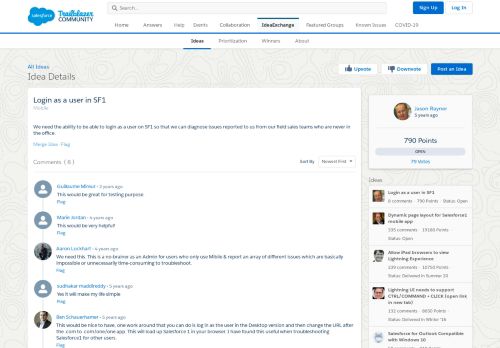 
                            1. Login as a user in SF1 - Ideas - Salesforce Trailblazer Community