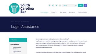 
                            4. Login Assistance | South Carolina Bar