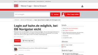 
                            2. Login auf bahn.de möglich, bei DB Navigator nicht - Beantwortet ...
