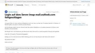 
                            10. Login auf dem Server imap-mail.outlook.com fehlgeschlagen ...