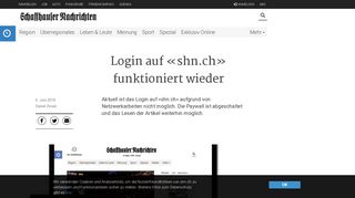 
                            4. Login auf «shn.ch» funktioniert wieder | Schaffhauser Nachrichten