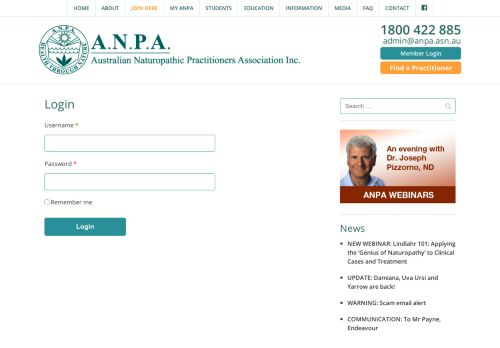 
                            10. Login – Australian Naturopathic Practitioners Association