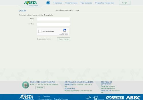 
                            1. Login - Avista Financeira