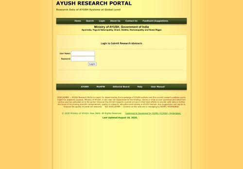 
                            1. Login - AYUSH RESEARCH PORTAL