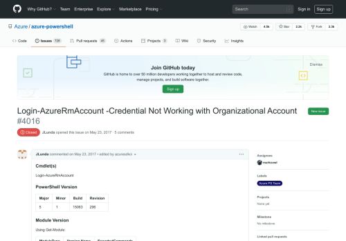 
                            11. Login-AzureRmAccount -Credential Not Working with Organizational ...