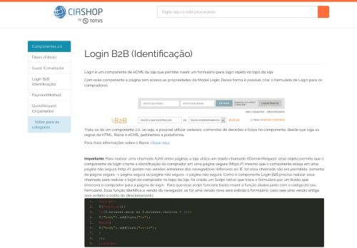 
                            9. Login B2B (Identificação) - Central de Suporte (Wiki) Ciashop